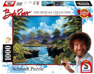 Puzzle 1000 Bob Ross, Wodospad w dolinie. Wydawca: G3. Multiszop.pl Opakowanie Puzzle 1000 Bob Ross, Wodospad w dolinie