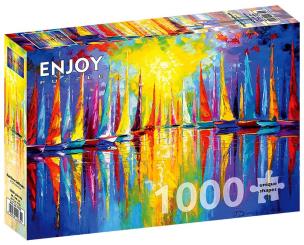 Puzzle 1000 Kolorowe żaglówki. Wydawca: G3. Multiszop.pl Opakowanie Puzzle 1000 Kolorowe żaglówki