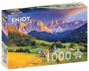 Puzzle 1000 Kościół w Dolomitach/Włochy. Wydawca: G3. Multiszop.pl Opakowanie Puzzle 1000 Kościół w Dolomitach/Włochy