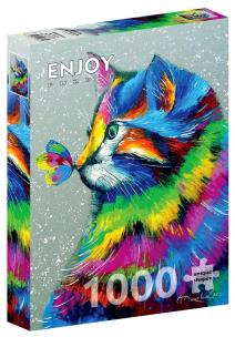 Puzzle 1000 Kot i motyl. Wydawca: G3. Multiszop.pl Opakowanie Puzzle 1000 Kot i motyl