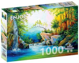Puzzle 1000 Leśny wodospad. Wydawca: G3. Multiszop.pl Opakowanie Puzzle 1000 Leśny wodospad