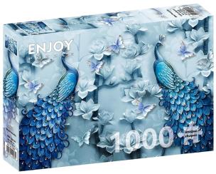 Puzzle 1000 Niebieskie pawie. Wydawca: G3. Multiszop.pl Opakowanie Puzzle 1000 Niebieskie pawie