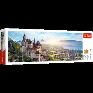 Puzzle 1000 panoramiczne Zamek Menthon Francja 29055. Wydawca: Trefl PAP. Multiszop.pl Opakowanie Puzzle 1000 panoramiczne Zamek Menthon Francja 29055