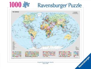 Puzzle 1000 Polityczna mapa świata. Wydawca: Ravensburger. Multiszop.pl Opakowanie Puzzle 1000 Polityczna mapa świata