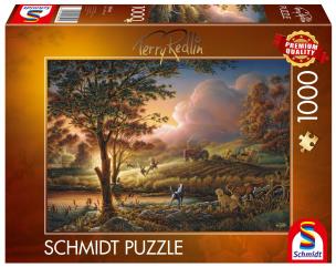 Puzzle 1000 PQ Terry Redlin Żniwa w blasku słońca. Wydawca: Schmidt. Multiszop.pl Opakowanie Puzzle 1000 PQ Terry Redlin Żniwa w blasku słońca