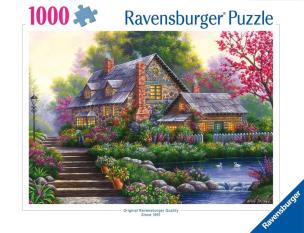 Puzzle 1000 Romantyczny domek na wsi. Wydawca: Ravensburger. Multiszop.pl Opakowanie Puzzle 1000 Romantyczny domek na wsi