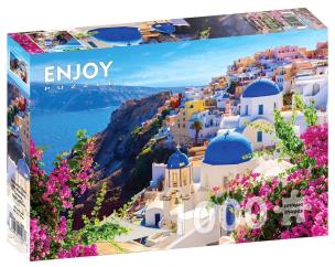 Puzzle 1000 Santorini/Grecja. Wydawca: G3. Multiszop.pl Opakowanie Puzzle 1000 Santorini/Grecja