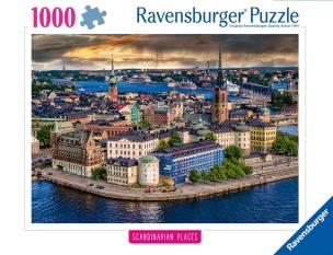 Puzzle 1000 Skandynawskie miasto widok. Wydawca: Ravensburger. Multiszop.pl Opakowanie Puzzle 1000 Skandynawskie miasto widok