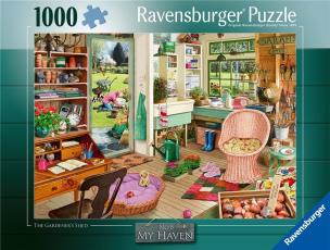 Puzzle 1000 Szopa ogrodowa. Wydawca: Ravensburger. Multiszop.pl Opakowanie Puzzle 1000 Szopa ogrodowa