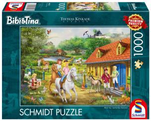 Puzzle 1000 Thomas Kinkade Bibi&Tina. Wydawca: Schmidt. Multiszop.pl Opakowanie Puzzle 1000 Thomas Kinkade Bibi&Tina