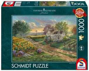 Puzzle 1000 Thomas Kinkade Pole słoneczników. Wydawca: Schmidt. Multiszop.pl Opakowanie Puzzle 1000 Thomas Kinkade Pole słoneczników