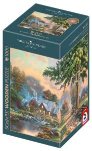Puzzle 1000 Thomas Kinkade W starym młynie. Wydawca: Schmidt. Multiszop.pl Opakowanie Puzzle 1000 Thomas Kinkade W starym młynie