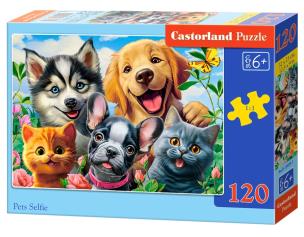Puzzle 120 Pets Selfie CASTOR. Wydawca: Castorland. Multiszop.pl Opakowanie Puzzle 120 Pets Selfie CASTOR