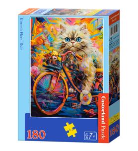 Puzzle 180 Kitten's Floral Ride CASTOR. Wydawca: Castorland. Multiszop.pl Opakowanie Puzzle 180 Kitten's Floral Ride CASTOR