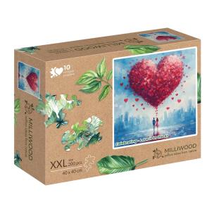 Puzzle 200 drewniane Miłość wisi w powietrzu. Wydawca: ALEXANDER GRY. Multiszop.pl Opakowanie Puzzle 200 drewniane Miłość wisi w powietrzu