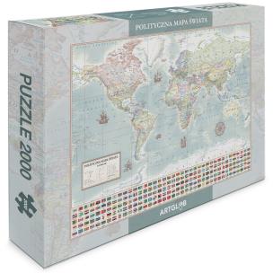 Puzzle 2000 - Świat polityczny m. stylizowana. Wydawca: Artglob. Multiszop.pl Opakowanie Puzzle 2000 - Świat polityczny m. stylizowana
