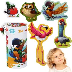 Puzzle 25 5w1 Ptaki. Wydawca: CUBIKA. Multiszop.pl Opakowanie Puzzle 25 5w1 Ptaki