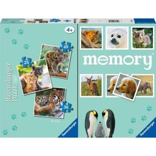 Opakowanie Puzzle 2D 3w1 + memory Dzieci Zwierząt
