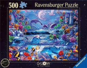 Puzzle 2D 500 Świecące - Magiczny świat. Wydawca: Ravensburger. Multiszop.pl Opakowanie Puzzle 2D 500 Świecące - Magiczny świat