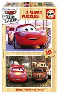 Puzzle 2x16 Auta (drewniane). Wydawca: Educa. Multiszop.pl Opakowanie Puzzle 2x16 Auta (drewniane)