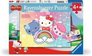 Puzzle 2x24 Hello Kitty. Wydawca: Ravensburger. Multiszop.pl Opakowanie Puzzle 2x24 Hello Kitty