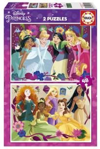 Puzzle 2x48 Księżniczki z bajek Disneya. Wydawca: Educa. Multiszop.pl Opakowanie Puzzle 2x48 Księżniczki z bajek Disneya