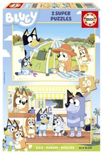 Puzzle 2x50 Blue (drewniane). Wydawca: Educa. Multiszop.pl Opakowanie Puzzle 2x50 Blue (drewniane)