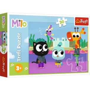 Puzzle 30 Kotek Milo 18310. Wydawca: Trefl PAP. Multiszop.pl Opakowanie Puzzle 30 Kotek Milo 18310