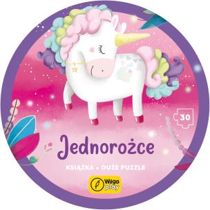Okładka książki Puzzle 30 Na okrągło+ książka Jednorożce