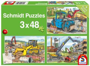Puzzle 3x48 Pojazdy budowlane G3. Wydawca: Schmidt. Multiszop.pl Opakowanie Puzzle 3x48 Pojazdy budowlane G3