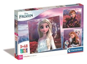 Puzzle 3x48 Super Kolor Frozen. Wydawca: Clementoni. Multiszop.pl Opakowanie Puzzle 3x48 Super Kolor Frozen