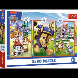 Opakowanie Puzzle 3x80 Psia zgraja TREFL