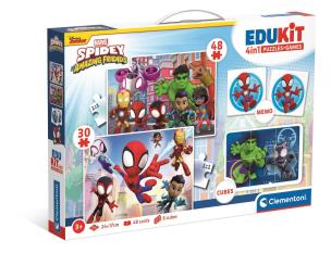 Opakowanie Puzzle 48 + 36 + Memo + 6 klocków Edukit Spidey