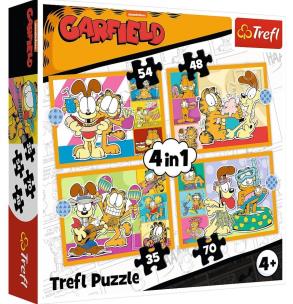 Opakowanie Puzzle 4w1 Garfield kocha lazanię TREFL