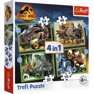 Puzzle 4w1 Groźne dinozaury TREFL. Wydawca: Trefl. Multiszop.pl Opakowanie Puzzle 4w1 Groźne dinozaury TREFL