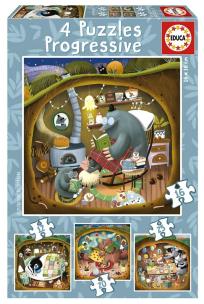 Puzzle 4w1 Leśne opowieści. Wydawca: Educa. Multiszop.pl Opakowanie Puzzle 4w1 Leśne opowieści