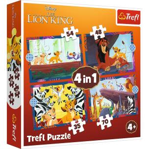 Puzzle 4w1 Odważny Król Lew Disney 34653. Wydawca: Trefl PAP. Multiszop.pl Opakowanie Puzzle 4w1 Odważny Król Lew Disney 34653
