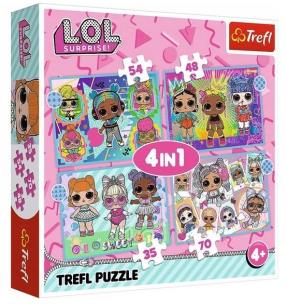 Puzzle 4w1 Poznaj laleczki TREFL. Wydawca: Trefl. Multiszop.pl Opakowanie Puzzle 4w1 Poznaj laleczki TREFL