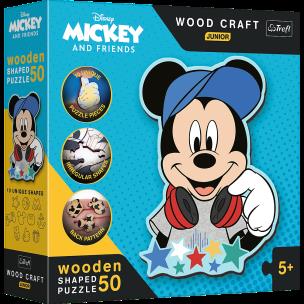 Puzzle 50 drewniane Wood Craft Junior W świecie Mickey 20199. Wydawca: Trefl PAP. Multiszop.pl Opakowanie Puzzle 50 drewniane Wood Craft Junior W świecie Mickey 20199