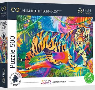 Puzzle 500 Color Splash: Tiger Encounter TREFL. Wydawca: Trefl. Multiszop.pl Opakowanie Puzzle 500 Color Splash: Tiger Encounter TREFL