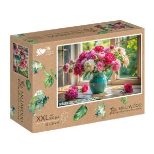 Puzzle 500 drewniane Kwitnące okno. Wydawca: ALEXANDER GRY. Multiszop.pl Opakowanie Puzzle 500 drewniane Kwitnące okno
