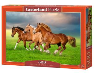 Puzzle 500 Horses in Spring Rush. Wydawca: Castorland. Multiszop.pl Opakowanie Puzzle 500 Horses in Spring Rush