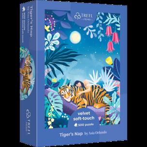 Puzzle 500 Velvet Soft Touch Tiger's Nap Asia Orlando 37424. Wydawca: Trefl PAP. Multiszop.pl Opakowanie Puzzle 500 Velvet Soft Touch Tiger's Nap Asia Orlando 37424