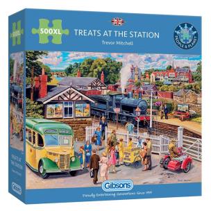Puzzle 500 XL Przysmaki na stacji kolejowej. Wydawca: G3. Multiszop.pl Opakowanie Puzzle 500 XL Przysmaki na stacji kolejowej