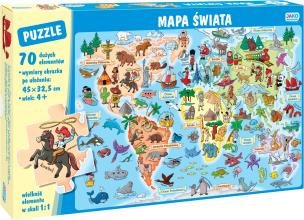 Puzzle 70 elementów. Mapa świata. Autor: null. Multiszop.pl Okładka książki Puzzle 70 elementów. Mapa świata