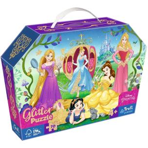Puzzle 70 Glitter Wesołe Księżniczki TREFL. Wydawca: Trefl. Multiszop.pl Opakowanie Puzzle 70 Glitter Wesołe Księżniczki TREFL
