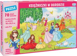 Puzzle 70 Księżniczki w ogrodzie. Wydawca: Jako. Multiszop.pl Opakowanie Puzzle 70 Księżniczki w ogrodzie
