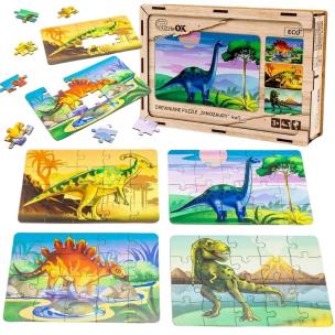 Opakowanie Puzzle drewniane 4w1 dinozaury