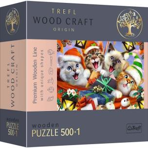 Puzzle drewniane 500+1 Świąteczne kotki 20172. Wydawca: Trefl PAP. Multiszop.pl Opakowanie Puzzle drewniane 500+1 Świąteczne kotki 20172