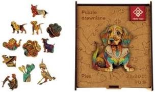 Puzzle drewniane A4 - Pies. Wydawca: Panta Plast. Multiszop.pl Opakowanie Puzzle drewniane A4 - Pies